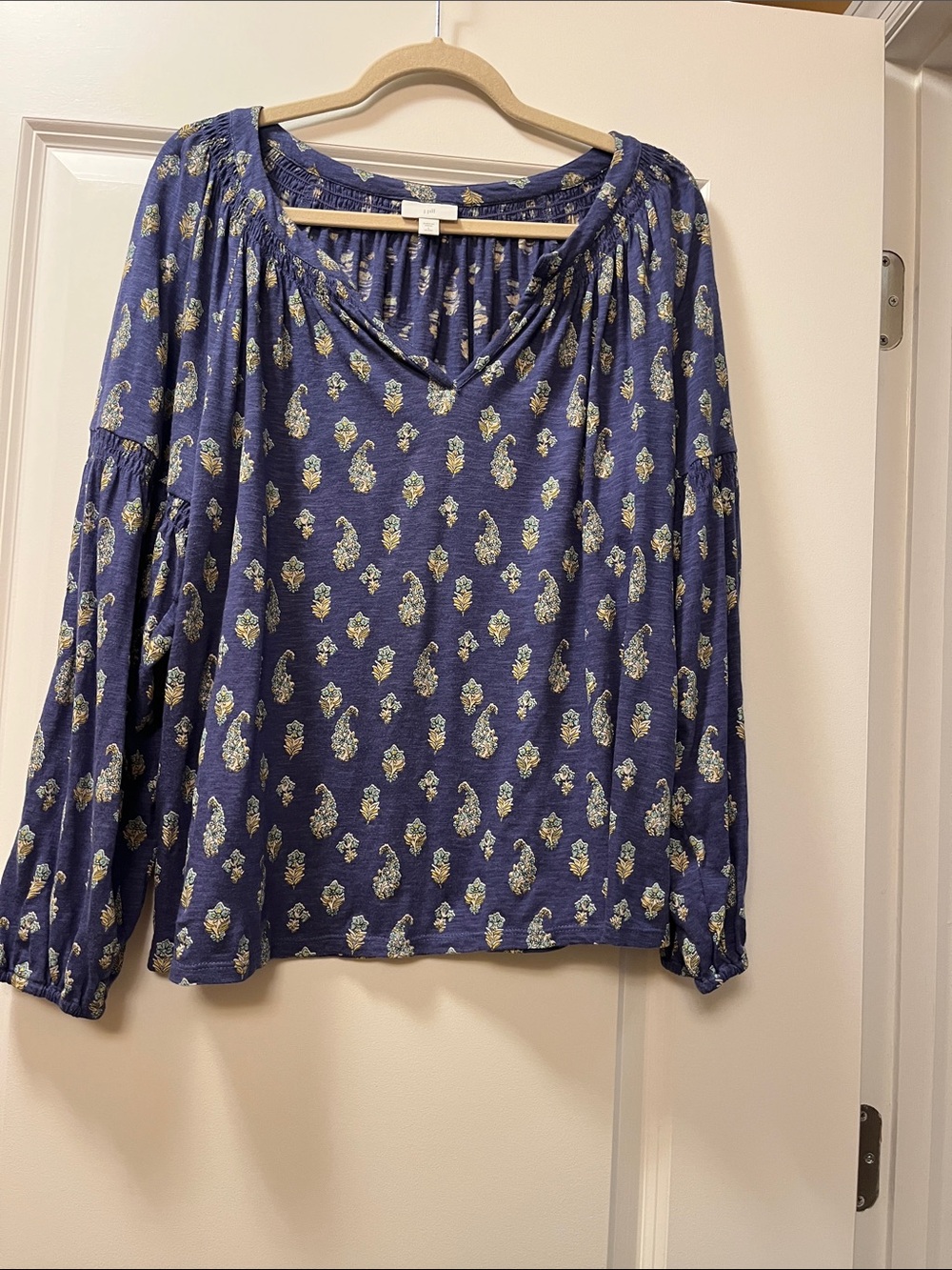 J. Jill Indigo Paisley-Print V-Neck Long-Sleeve Tunic